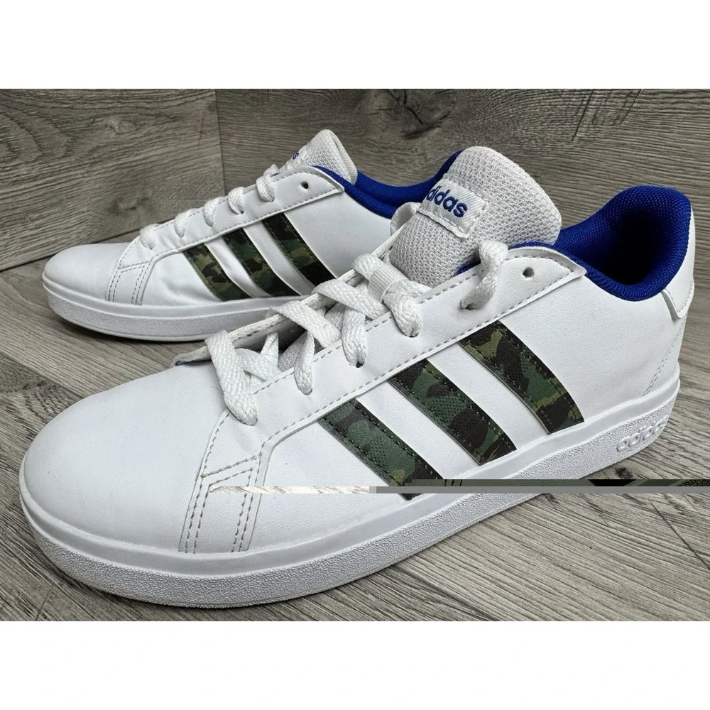 adidas Grand Court White Camo Blue Means Sneakers Size 5 Shoes